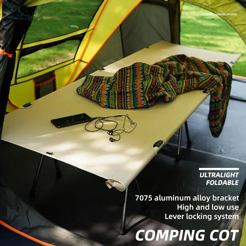 Newset Outdoor Camp Bed Plus Camping Portable Single Person Lunch Bed Ultralight Aluminum Alloy High And Low Dual-use Camp Cot