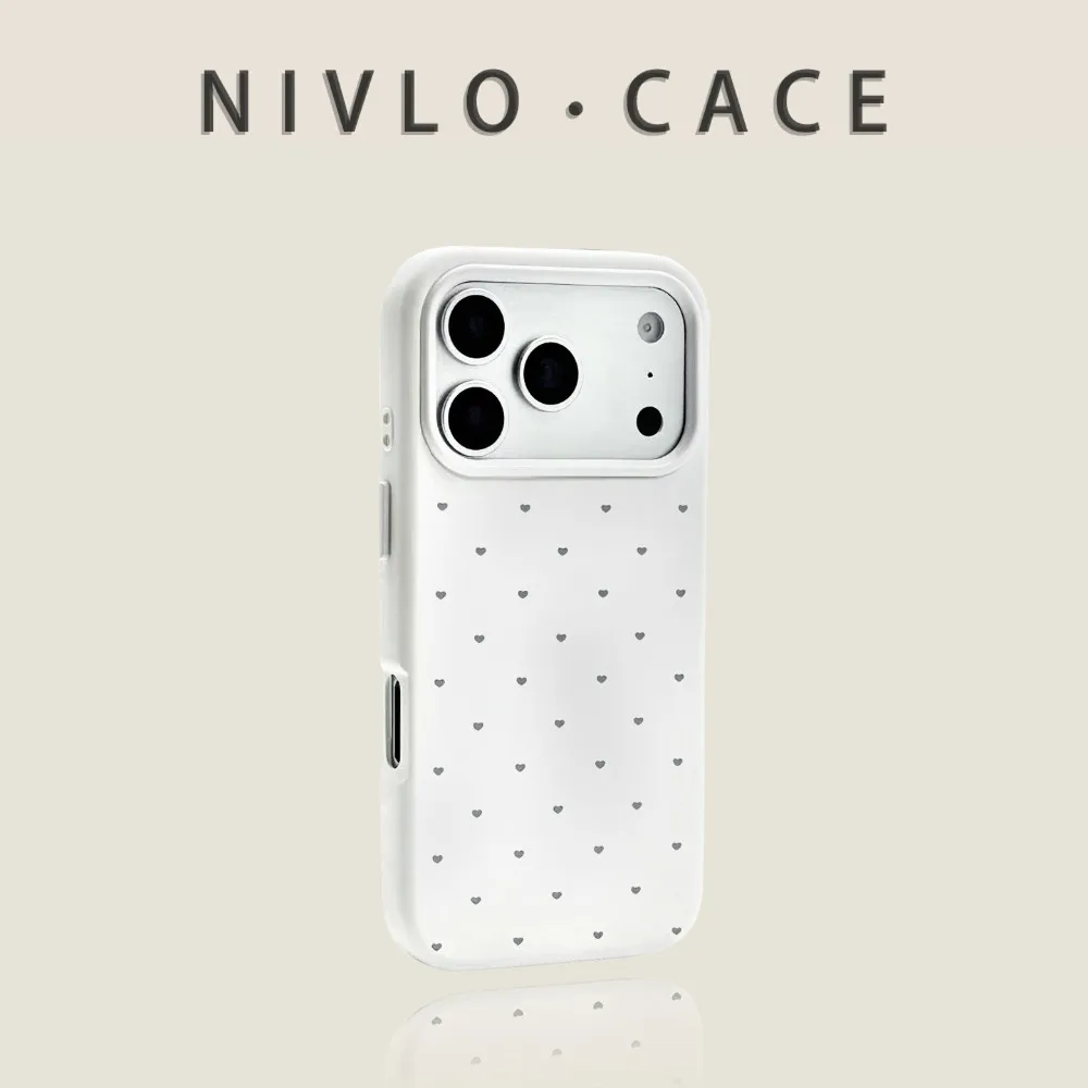 

For iPhone 17 Pro Max Case White 2-in-1 Cloud Shell Full Screen Heart Anti-Drop Minimalist Premium Cover with iphone 16 15 14