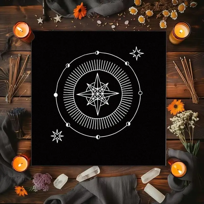 VIKAMA Pentagram Magic Array Tarot Card Tablecloth Mysterious Divination Altar Cloth Ritual Table Mat Spiritual Background Clot