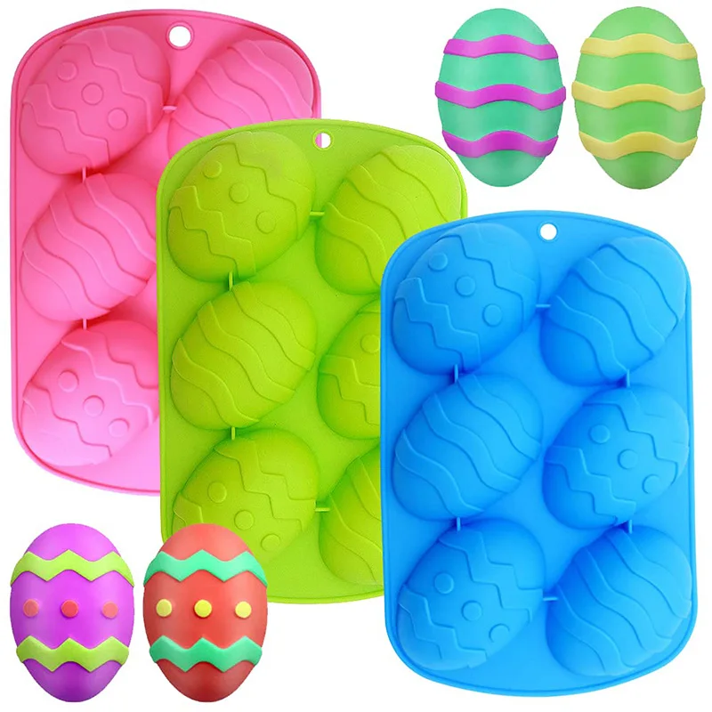 Molde de Silicona con Forma de Huevo,Molde de Chocolate con 6 Cavidades para Huevo de Pascua,Bandeja de Chocolate para Pasteles,Fudge,Decoración de Tartas