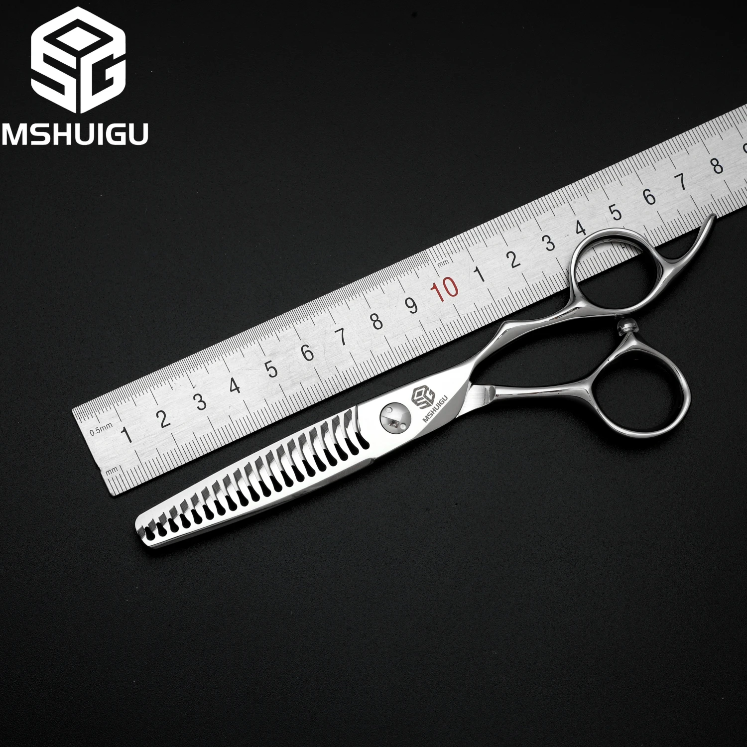 MSHUIGU Professionelle Friseurschere Multifunktionale Effilierschere mit Zähnen auf Beiden Seiten VG10 6 Zoll – Detail 6