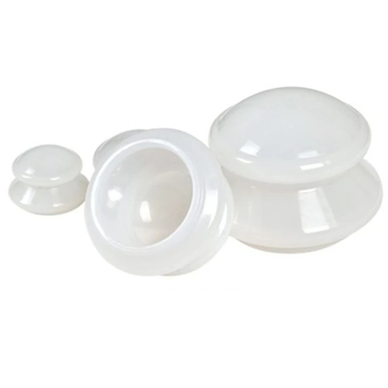 Lattine sottovuoto bianche massaggio coppettazione in Silicone assorbitore di umidità Ventouse dispositivo anticellulite per terapia fisica 4 pezzi