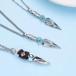 New Game Valorant Pendant Fashion Jett Knife Necklace Inlay Blue Crystal Gamer Jewelry for Brother Boyfriend Cosplay Gift