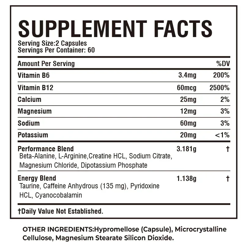 Suplement sportowy przed treningiem - budowanie i wzrost mięśni, zwiększenie siły mięśni, poprawa wydajności sportowej, redukcja zmęczenia