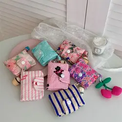 New Women Girls Floral Cloth Mini Wallets Cartoon Coin Purses Card Holder Money Bag Zipper Change Pouch Storage Bag