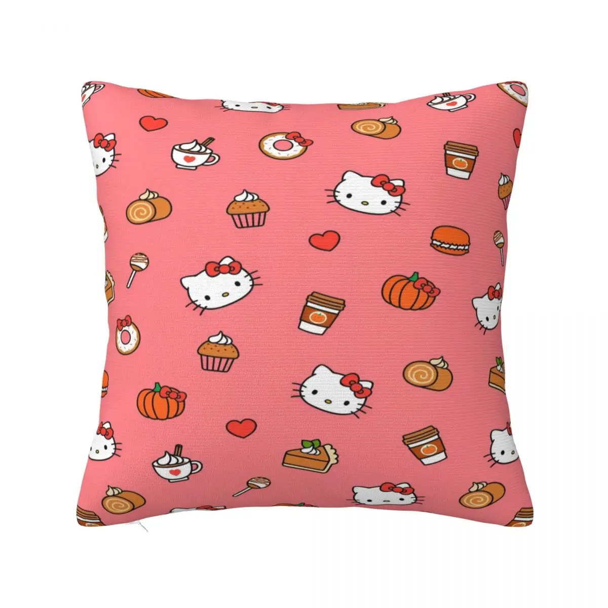 

Soft Official Hello Kitty Pumpkin Cake Pillowcase Polyester Cushion Cover Decorative Pillow Case Cover Living Room Square 40cm