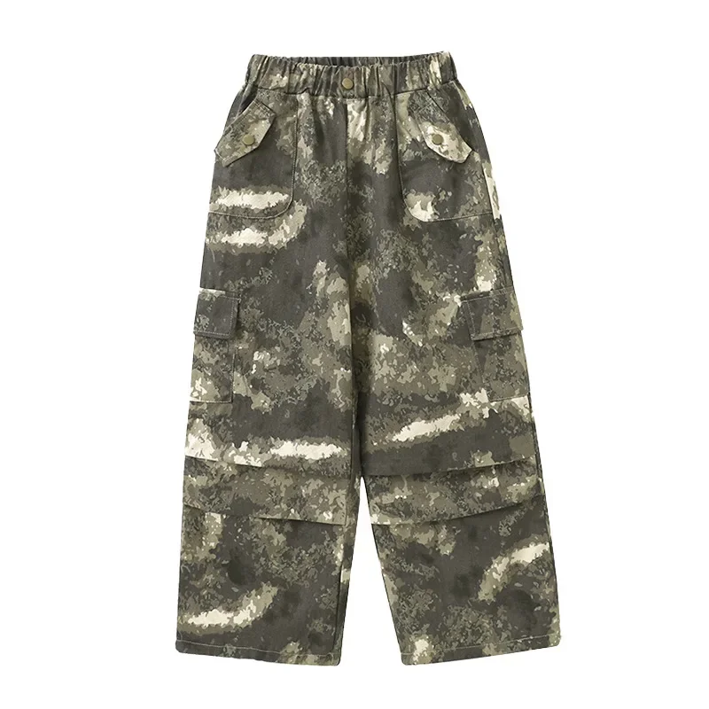 Jungen Hip Hop Tanzkostüm Kinder Armee Grün Top Camouflage Cargohose für Kinder Mädchen Jazz Street Performance Kleidung