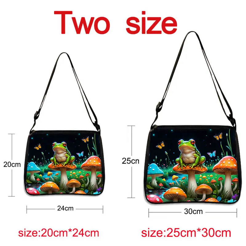 Fantasy Mushroom Butterfly Frog Graphic Print Shoulder Bag Women Casual Crossbody Bag Ladies Clutch Messenger Bags