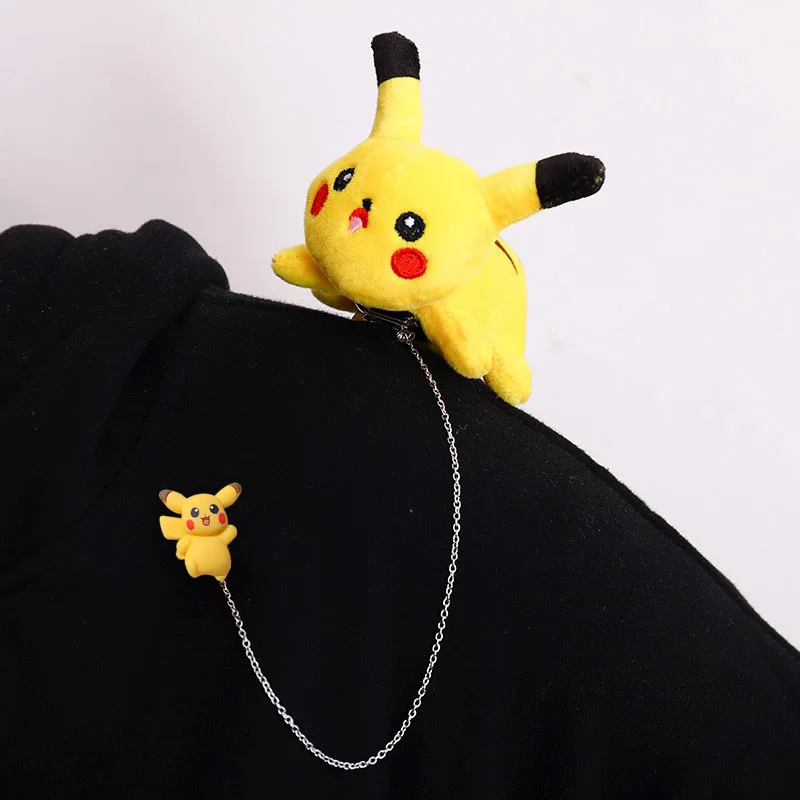 Pokemon Pikachu Brooch Anime Figures Cartoon Stuffed Plush Dolls Pendant Kawaii Pin Badge Toy Soft Bag Accessories Gift For Kids