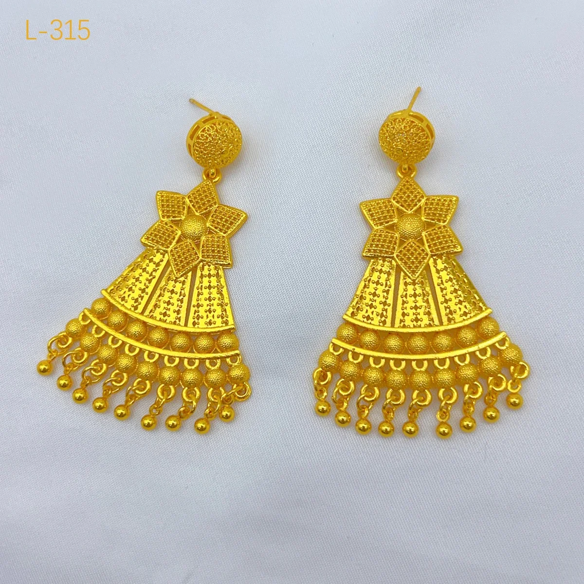 Indian Bridal Tassel Necklace Earrings Jewelry Set For Women 24K Gold Plated African Nigeria Dubai Wedding Party Gift Jewellery
