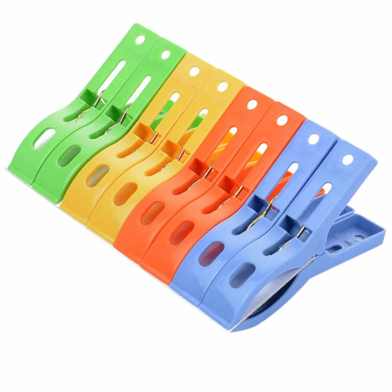 8Pcs/set Large Hanger Clips Plastic Windproof Clothes Pins Spring Clamp Beach Towel Powerful Clothespins Quilt Clip