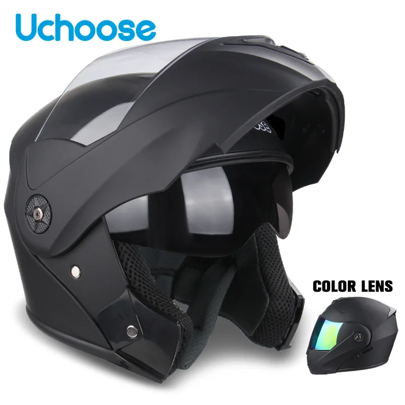 

DOT Certification Uchoose Motorcycle Helmet Double Lens Cross Section Safety Modular Flip Helm Unisex With Visor