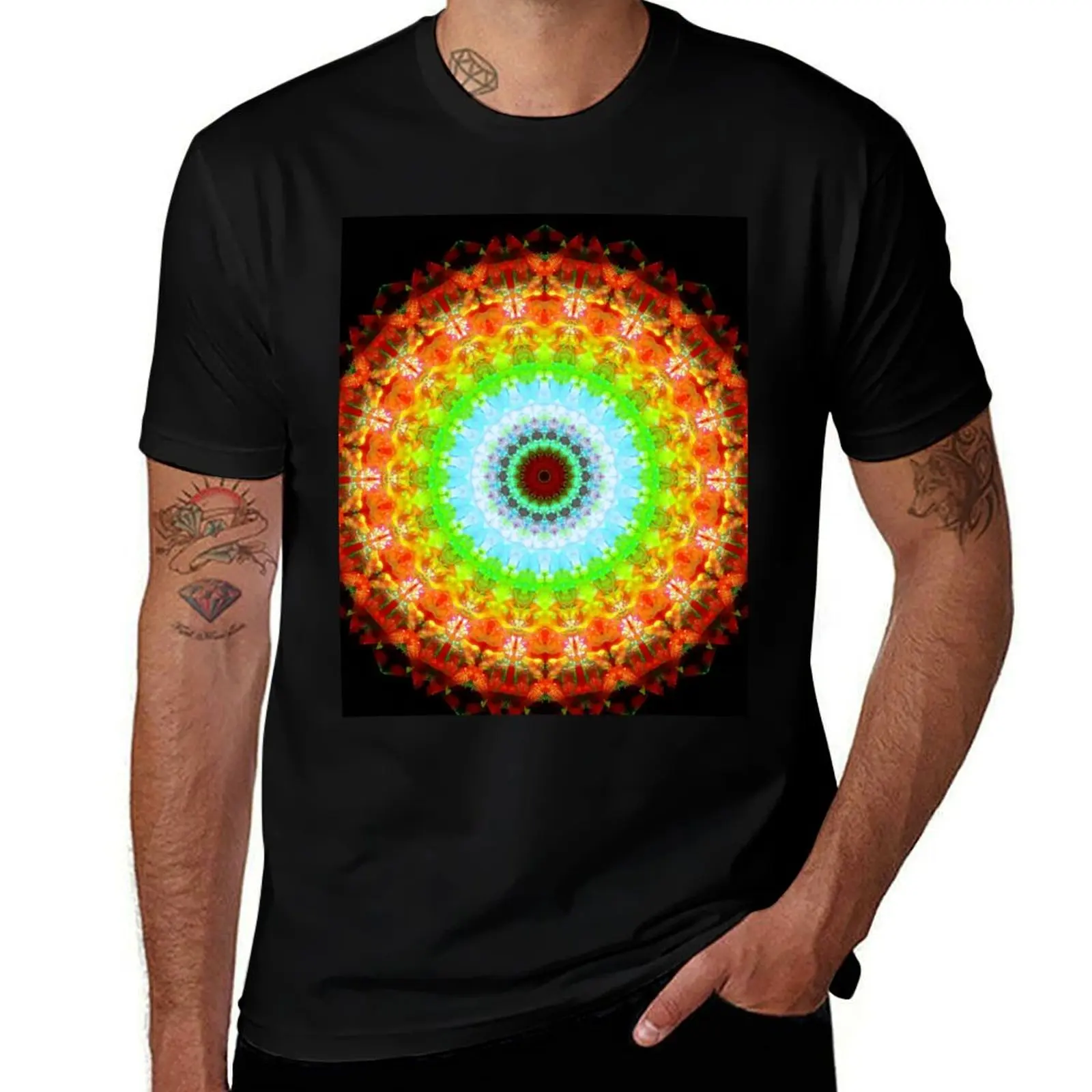 

Rainbow Mandala T-Shirt customs design your own cute tops vintage graphic tee men clothing