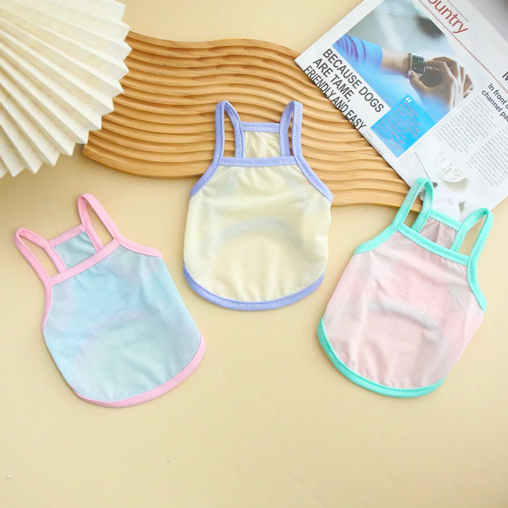 Pet Summer Breathable Ice Silk Cooling Strap Dog Cool and Comfortable Cool Clothes Solid Color Simple Dog Clothes 썸네일 6