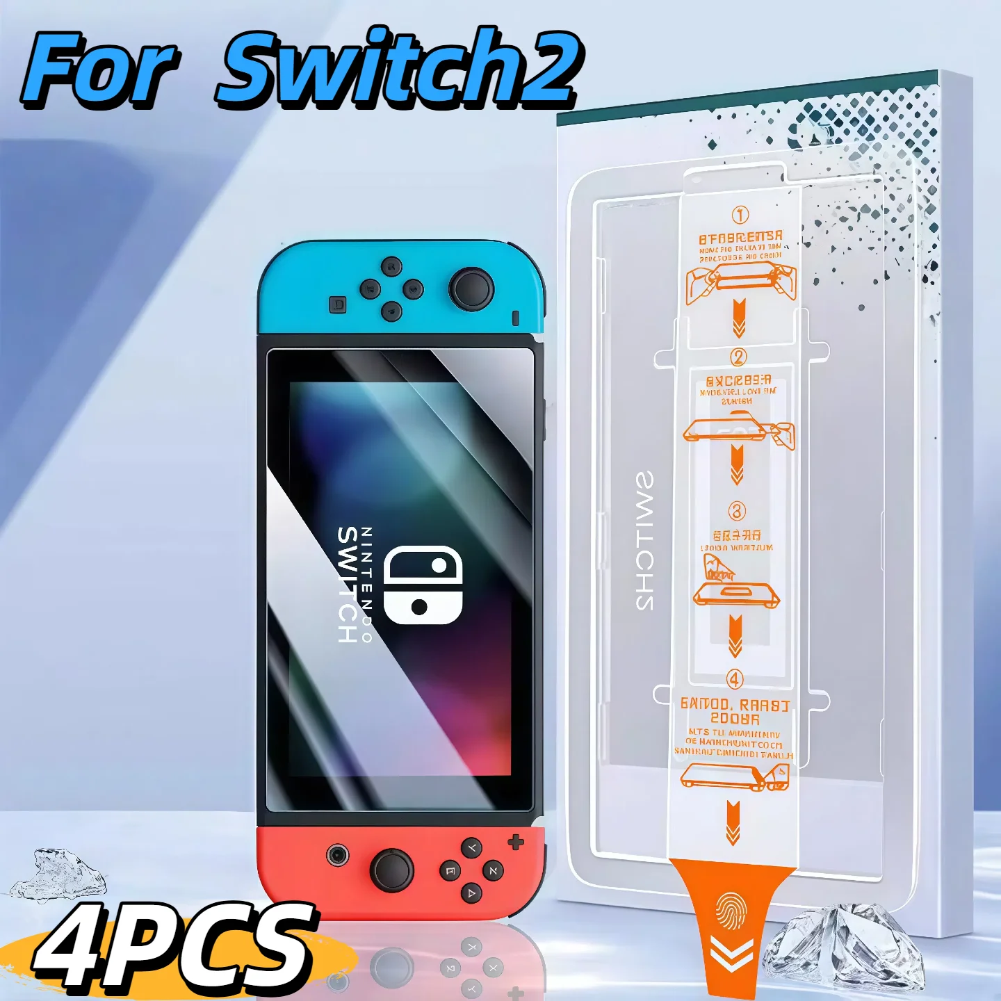 4 Stück für Nintendo Switch 2 Switch2 7,9 Zoll Displayschutzfolie aus gehärtetem Glas, Härte 9H, blasenfrei, kratzfest, kein Staub