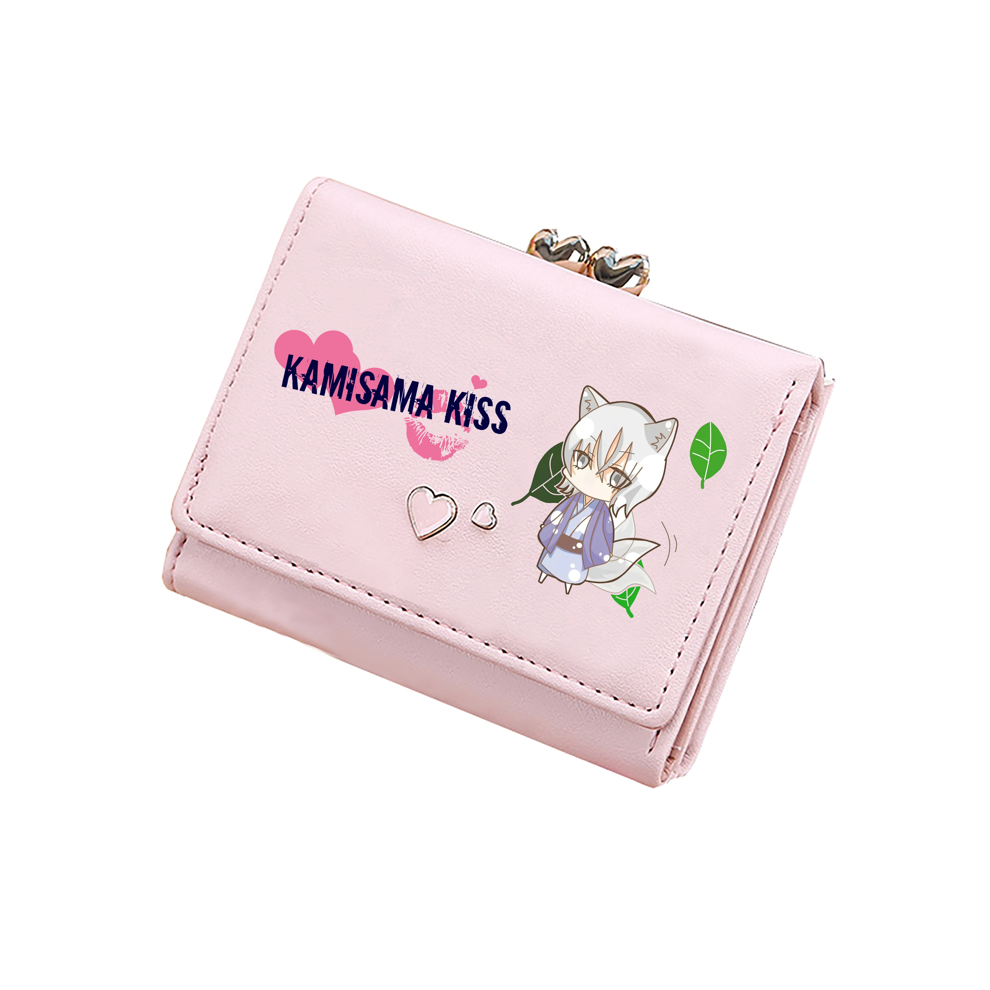 Kamisama Love Cartoon Short Wallets Tomoe ID Card Holders Cute Coins Pockets Pu Leather Pink Purses Moeny Bag Girls Mini Clutch