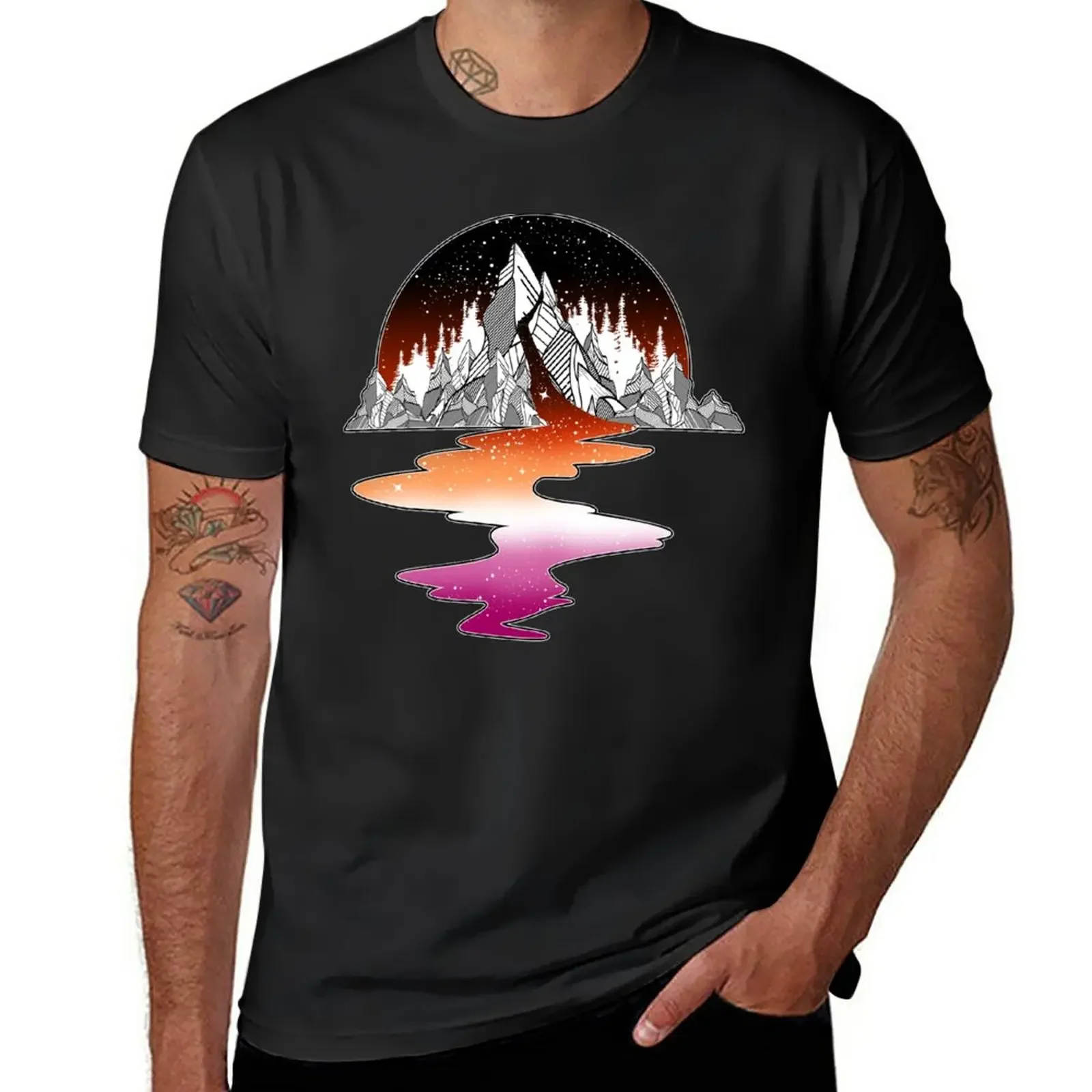 

Lesbian Mountain River T-Shirt quick-drying new edition plain mens vintage t shirts