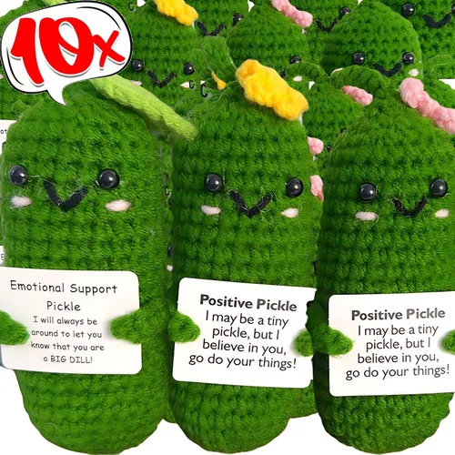 수제 감성 오이, 긍정적인 에너지, 수제 인형, 지지대 피클, 재미있는 크로셰, 손으로 짠 장식, 뜨게 선물, 10 개, 1 개 