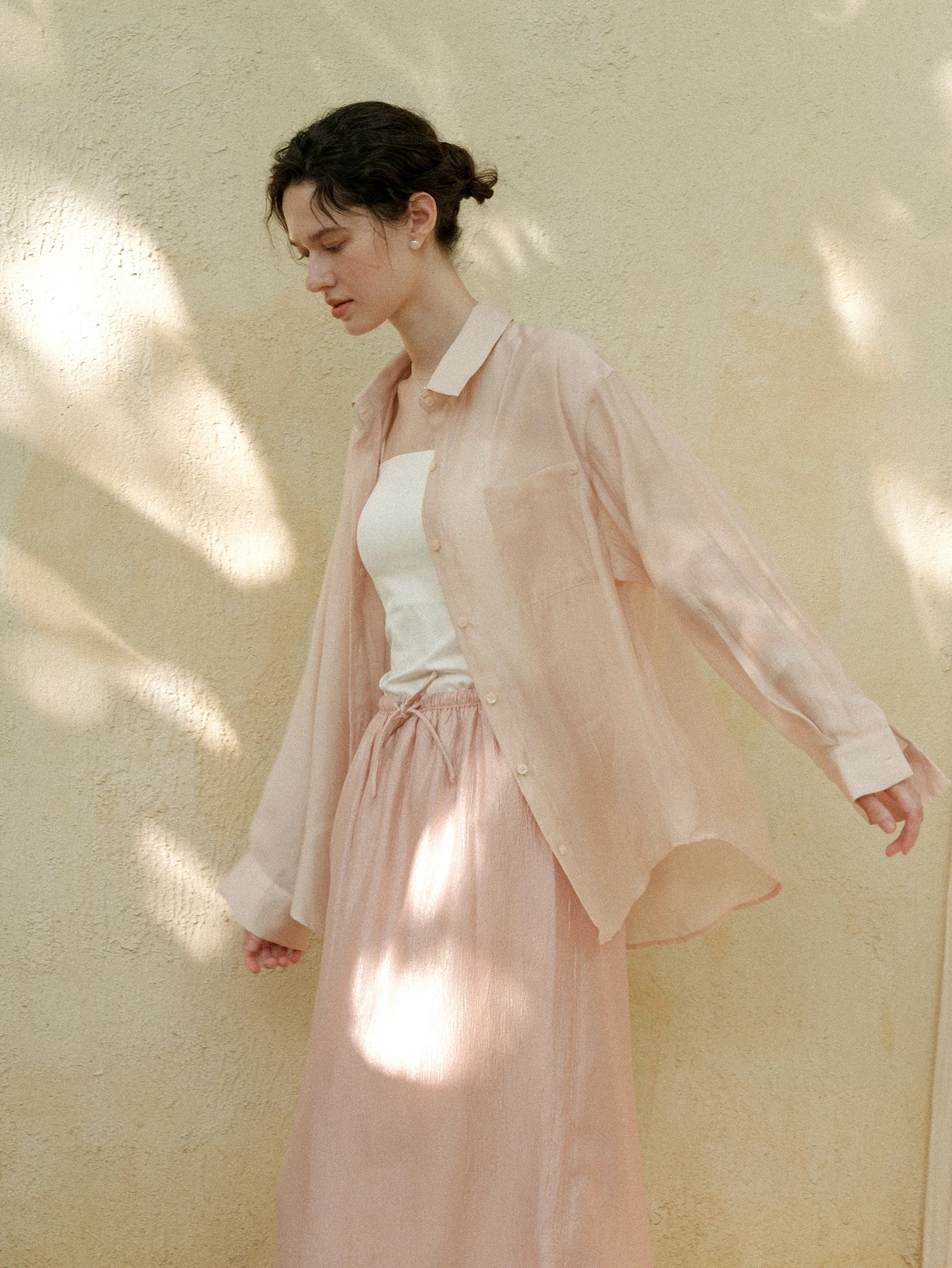 

Clean Sense Lightweight Draped Sun Protection Shirt Two Colors Lazy Feel Long Sleeve Women's Premium French Style Shirt