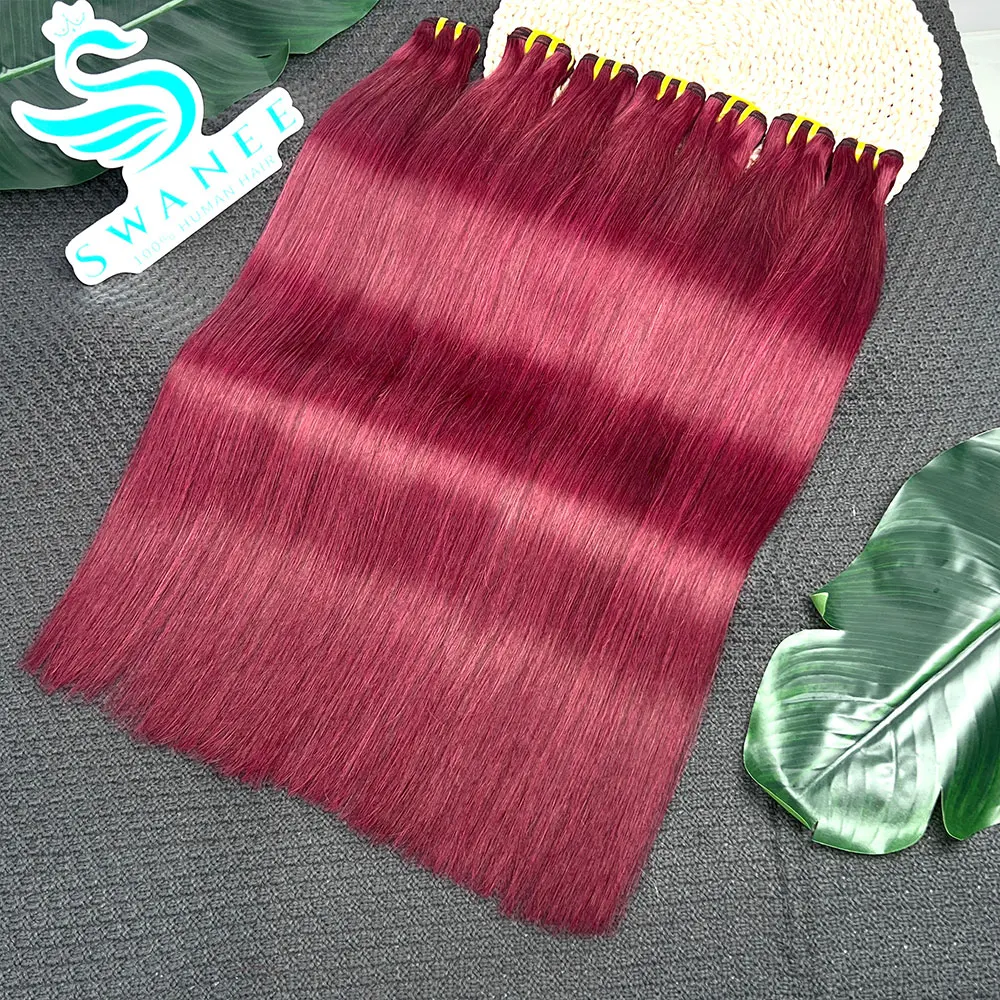 

SWANEE 16-26 дюймов 99J Прямые 100% 15A Вьетнамские пучки натуральных человеческих волос для наращивания, набор для женщин, для создания причесок