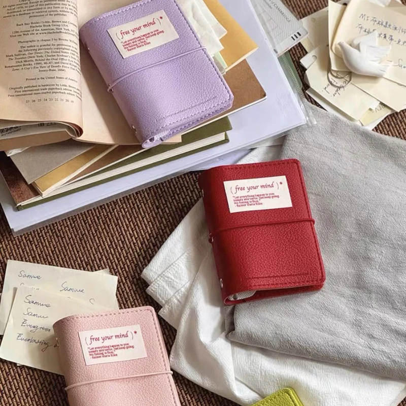 M5 Soft leather Binder Notebook Aesthetic Travel Journal Portable pocket Refillable Notepad with Adjustable Strap Mini Diary