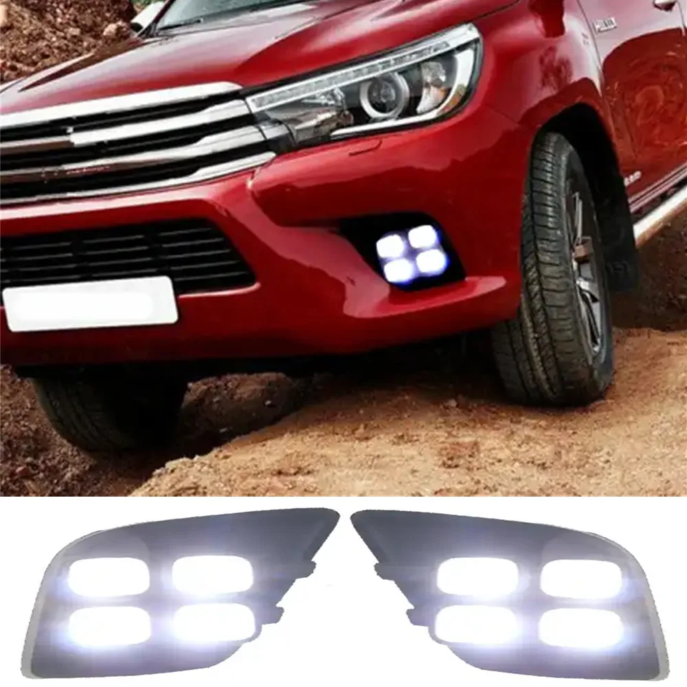 

For Toyota Hilux Revo 2015 2016 2017 Daytime Running Light Led Front Fog Lamp Drl Waterproof 12V Daylight