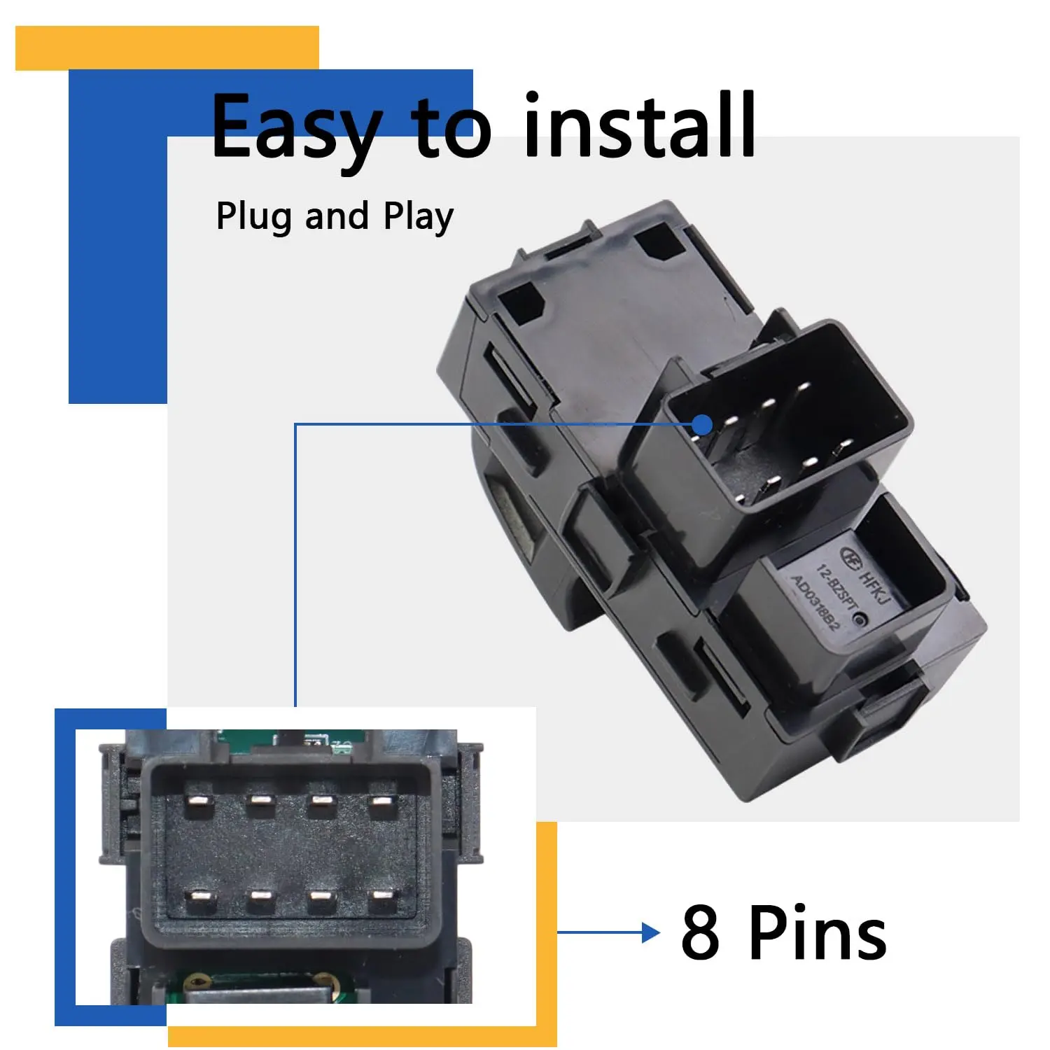 22895545 Power Window Switch 07-13 Chevy Silverado 1500 2500HD 3500HD GMC Sierra Rear Left or Right Power Window Switch