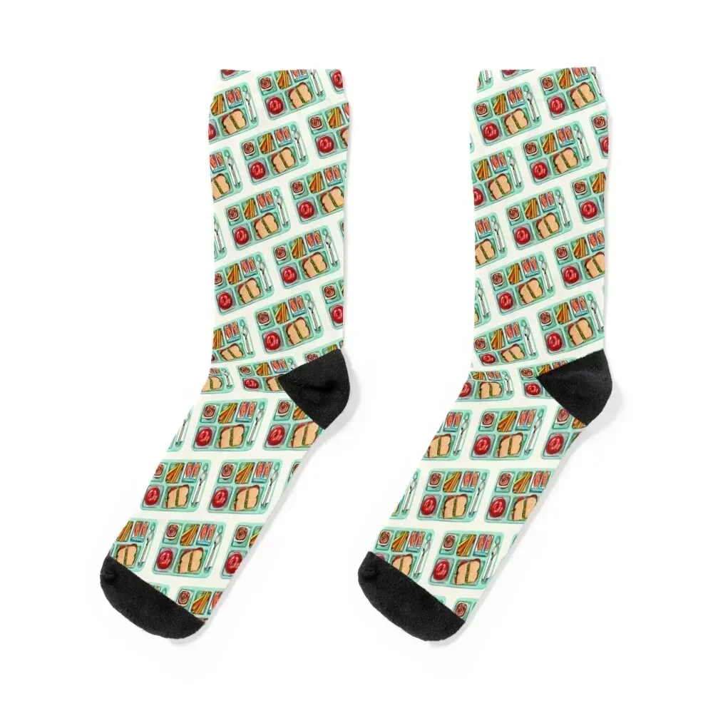 

School Lunch Pattern - White Socks luxe warm winter sports stockings Boy Child Socks Women's