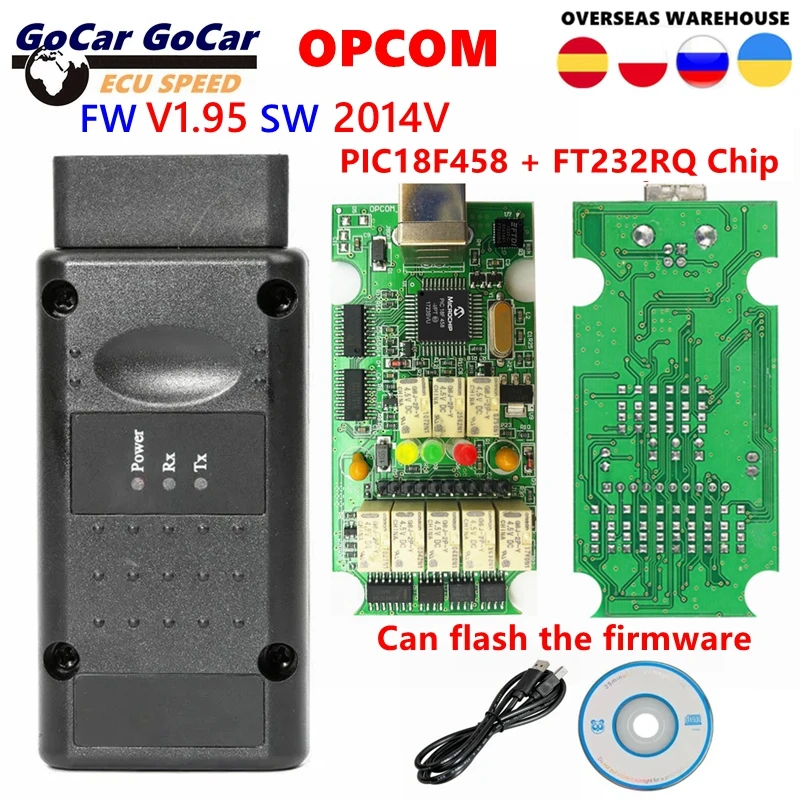 OBD2-Code-Scanner für Opel OPCOM V1.95 mit echtem PIC18F458 FT232RQ-Chip unterstützt Flash-Firmware CAN BUS Auto-Scanner-Tool