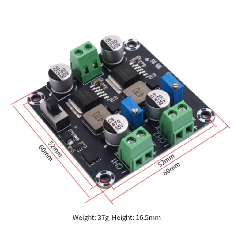 M16K-Step-Down Switching Power Supply Module DC-DC Dual-Channel Adjustable Output 5V 12V 24V 5A Power Board