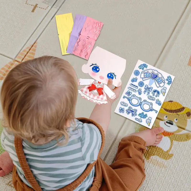 Interaktives ruhiges Spielzeug, ruhiges Spielzeug für Jungen und Mädchen, Puppenhaar-Anziehspielzeug, sicheres Reisespielzeug, kreatives Papierschneidespielzeug für Kinder