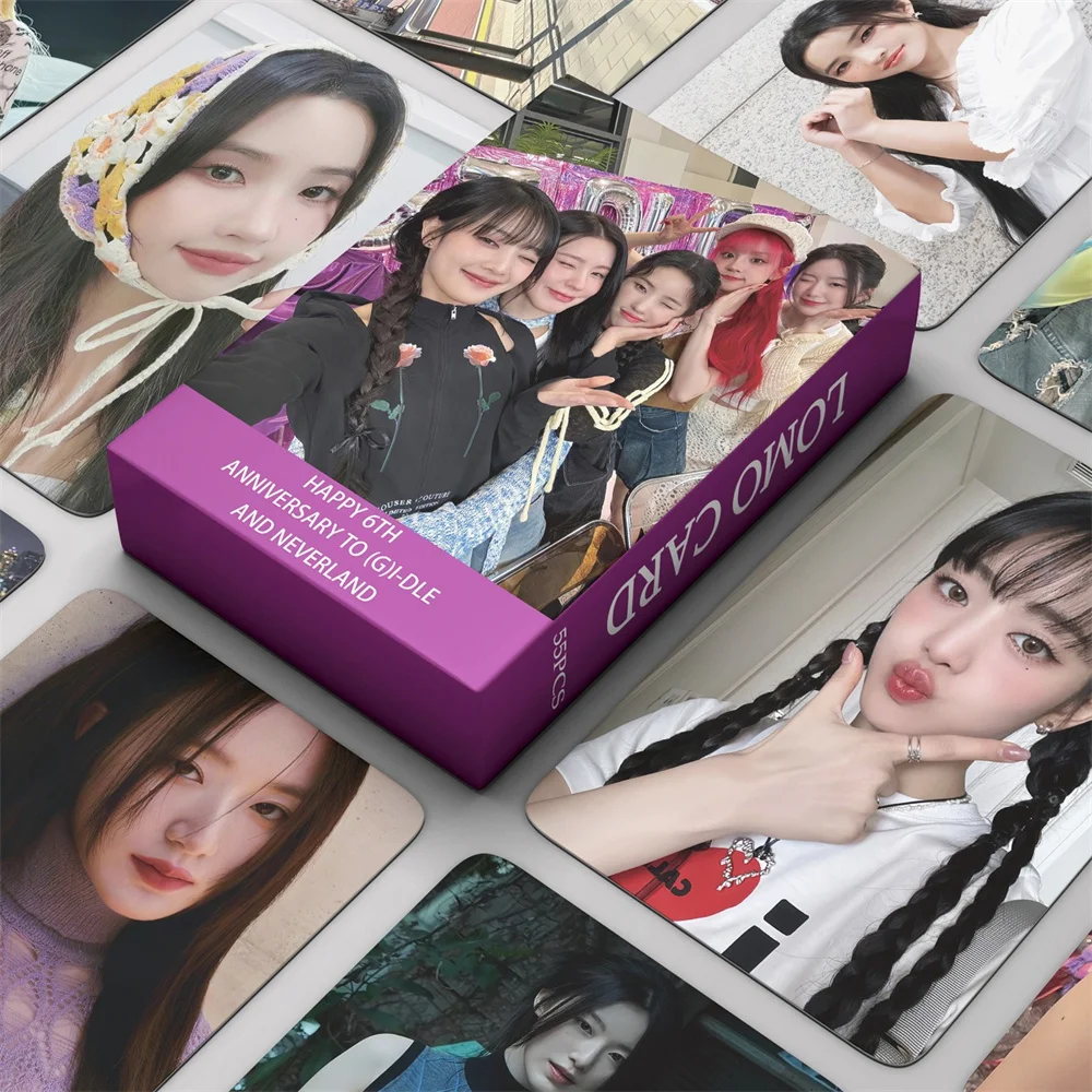 

55Pcs/Box KPOP (G)I-DLE Happy 6th Anniversary Lomo Cards Soyeon Miyeon MINNIE YUQI Shuhua Cute Selfie Ins Photocards Fans Gifts