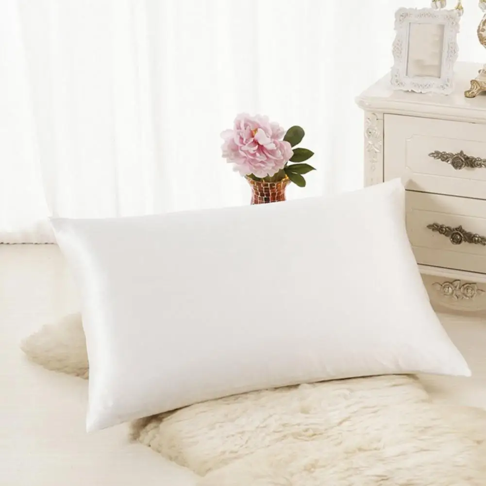 Zippered Pillowcase Luxurious Faux Silk Pillowcase with Zipper Closure Skin-friendly Washable Cushion Cover Solid Color for Easy