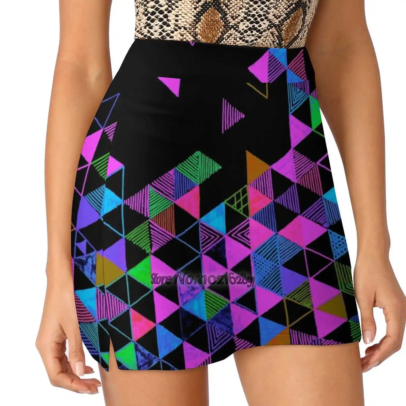 

Radeo Gahga Women Tennis Skirts Golf Badminton Pantskirt Sports Phone Pocket Skort Abstract Shapes Pink Magenta Blue Purple