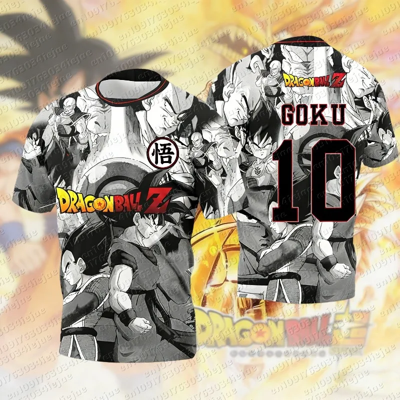 2026 Dragon Ball Super Saiyan Goku Grafik-Fußballtrikot Sommer Sport Schnelltrocknend Herren T-Shirt Kinderbekleidung Damen T-Shirt