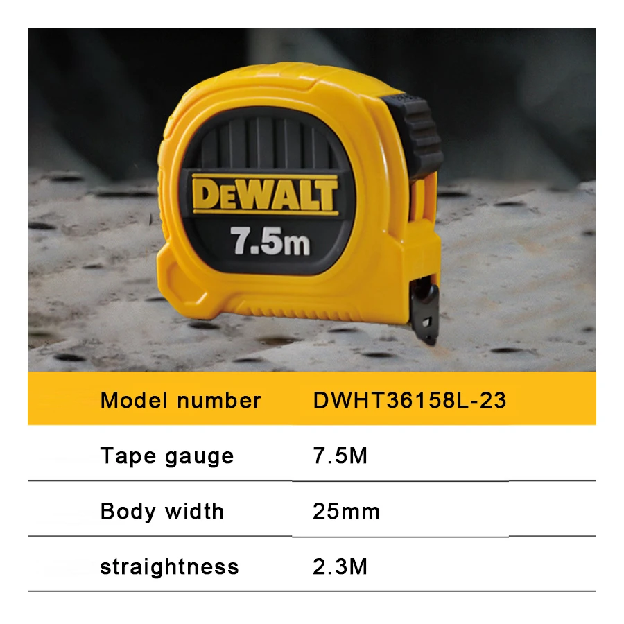 Imagem -03 - Dewalt-ferramentas de Medição de Carpintaria de Construção Fita Métrica Dupla Face Dwht36156l23 Dwht36158l-23 5m 75 m