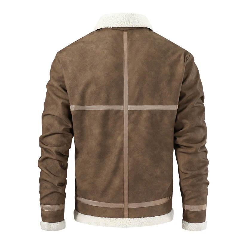 Winter Men Fleece Windproof Casual Lapel Jacket Man Warm Sherpa Outdoor Jacket Man Fashion Zipper Windbreaker Jackets Parka Coat
