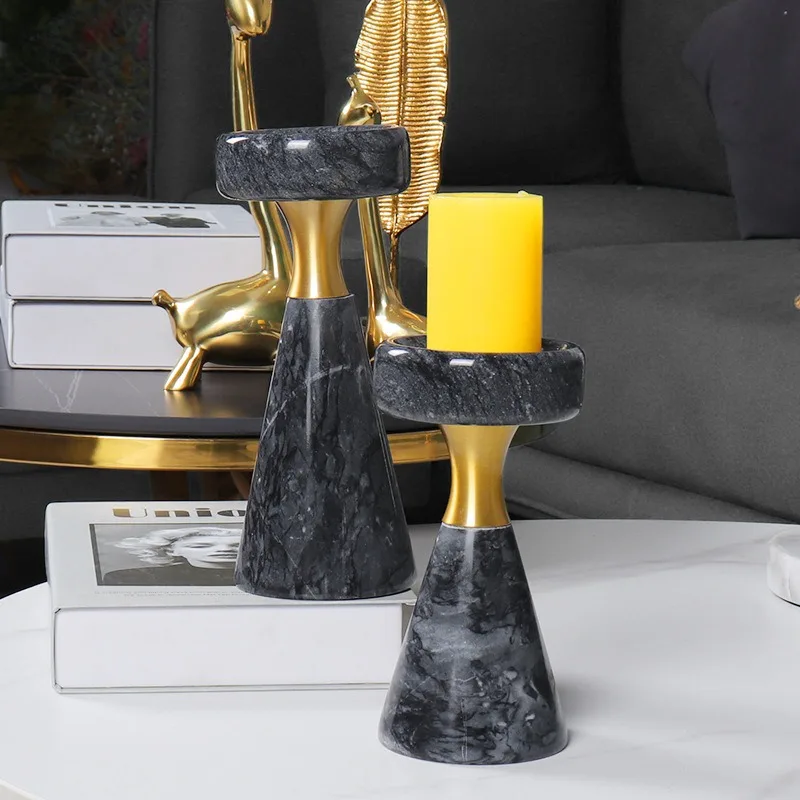 Marble Candle Holder Candelabrum Geometric Candlesticks Natural Wedding Centerpieces Home Decoration Accessories
