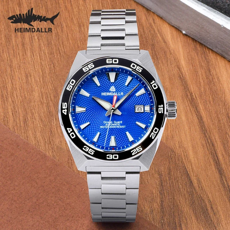 Heimdallr Monster GS Diver Herrenuhr, 43 mm, blaues Zifferblatt, Saphir-Keramik-Lünette, NH35-Automatikwerk, Edelstahlarmband, 20 Bar