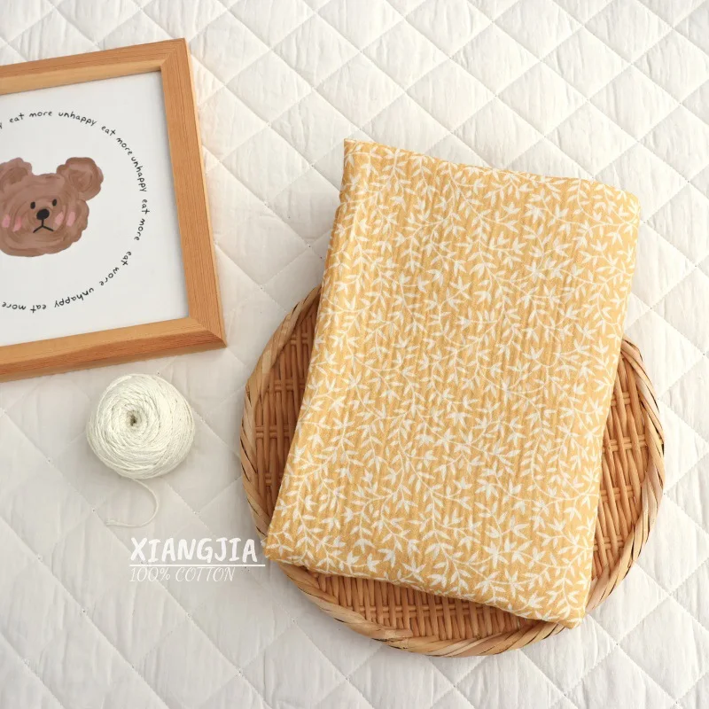 135x50cm Weiches Weidenblatt Weißer Schatten Baby Baumwolle Doppelschicht Gaze Warmer Kreppstoff Kinderpyjamas Nähtuch – Detail 9