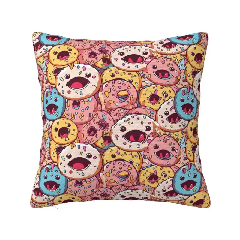 

Custom Modern Chocolate Donut Doughnut Sofa Cushion Cover Velvet Funny Pattern Food Pillow Case Home Decorative