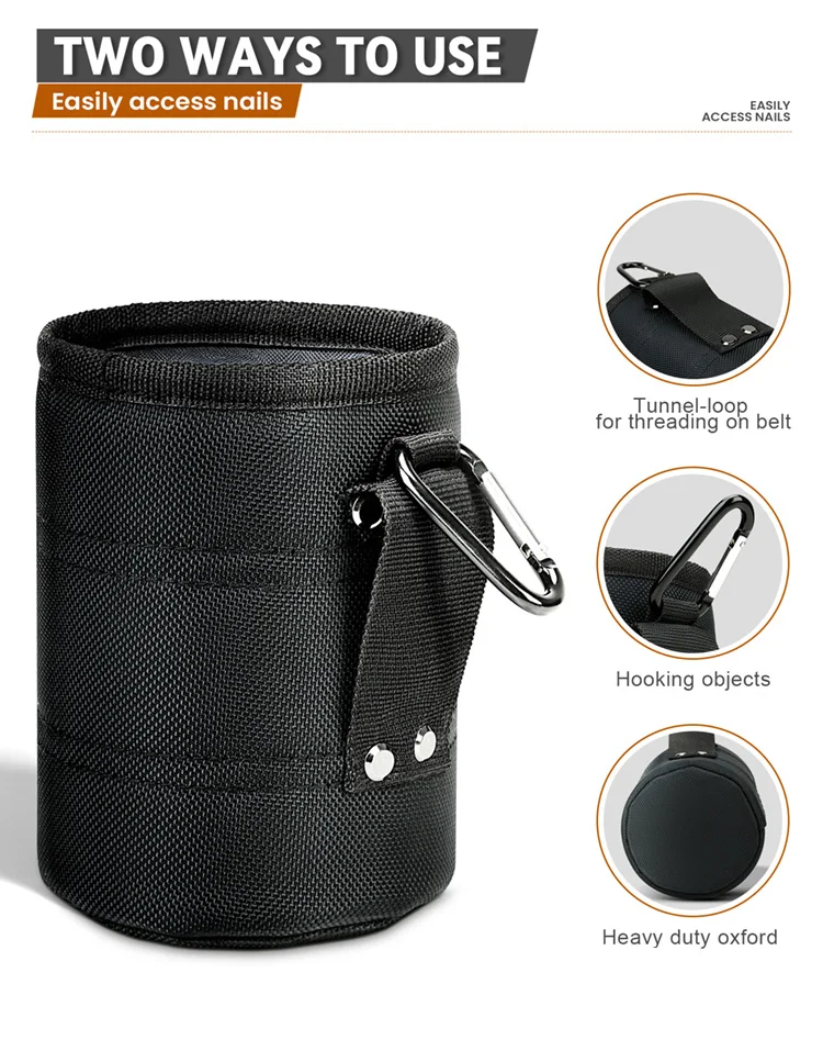 Robuste schwarze Werkzeuggürteltasche – multifunktionale Schrauben- und Nagelaufbewahrungstasche, verdickter, verschleißfester Organizer für Reparaturen zu Hause – Detail 4