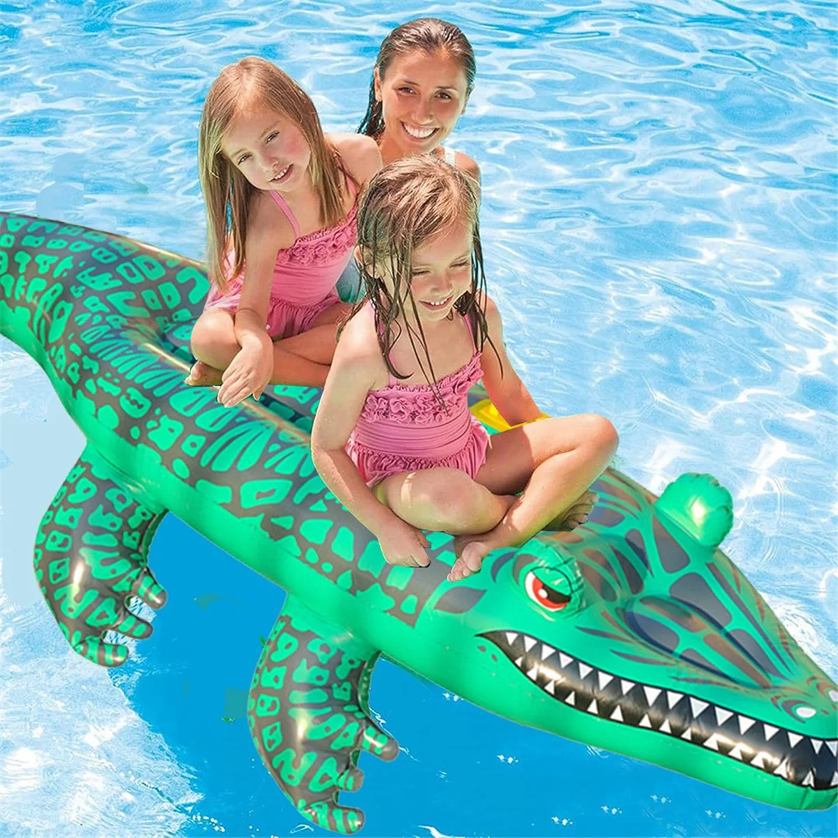 Reptilien-Fahrt auf Spielzeug, aufblasbarer Krokodil-Poolschwimmer für Kinder, lustiges Strand- und Poolspielzeug, riesiger aufblasbarer Poolschwimmer