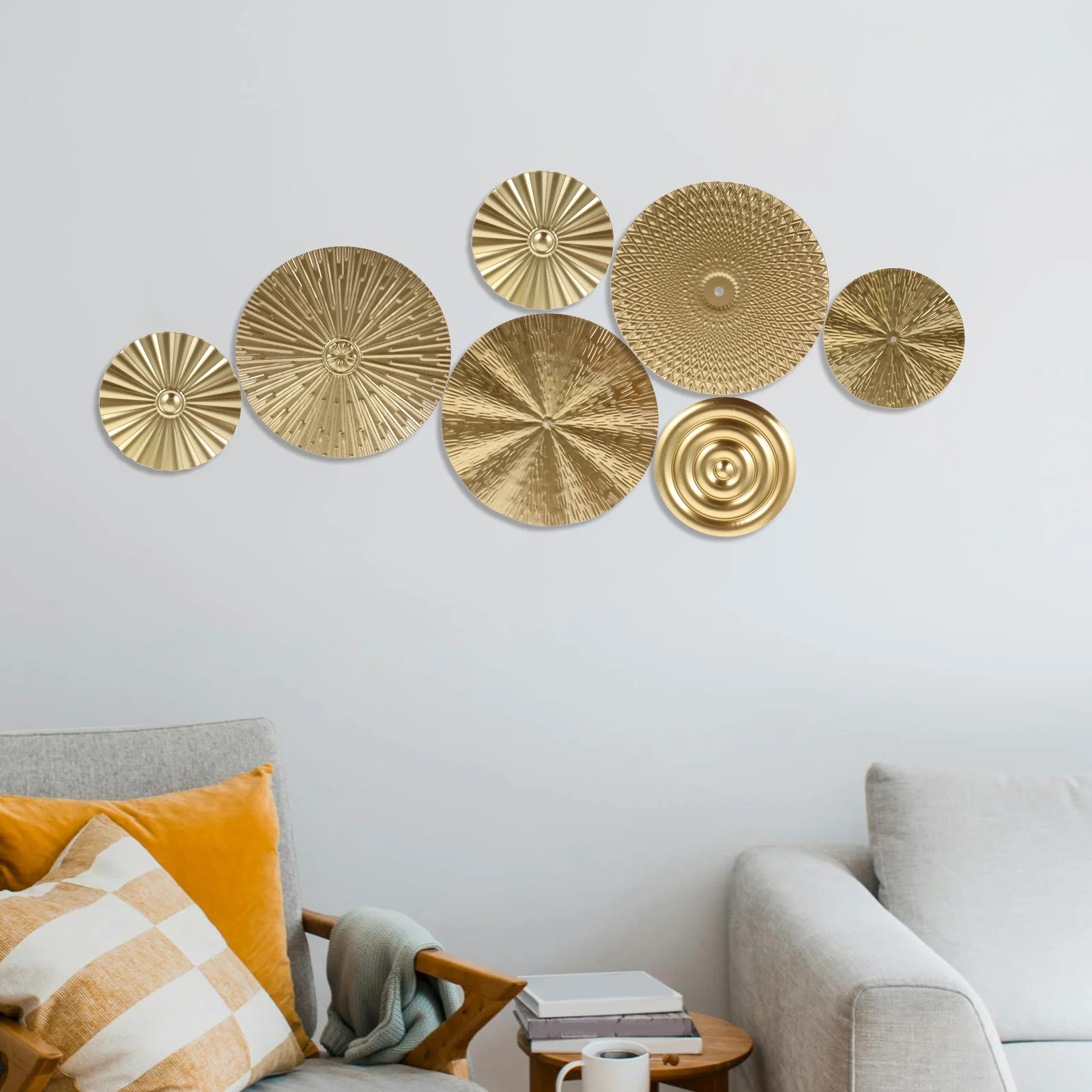 Basket Wall with Circles Gold Hanging Large Clocks Decor Decorations for Bathroom Tray