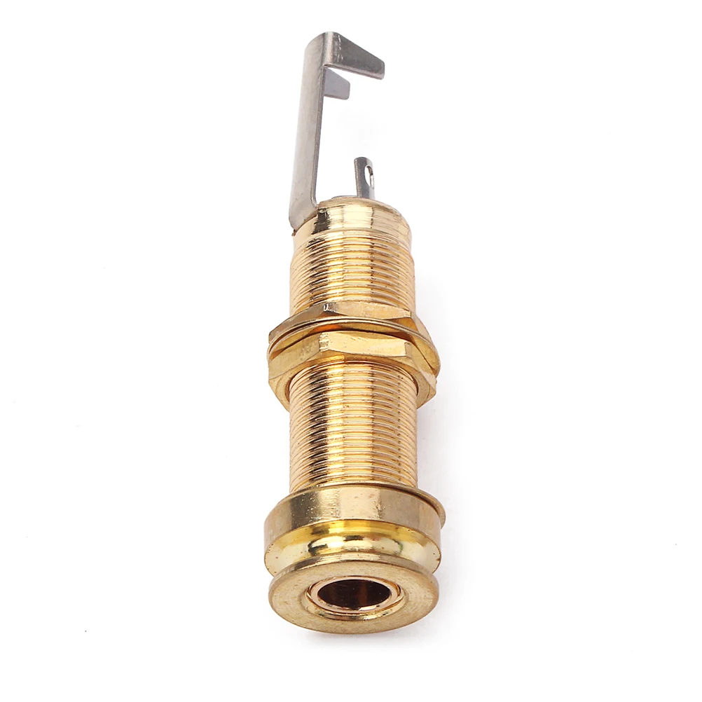 

1/4 Inch 6.35Mm Threaded Cylinder Endpin Jack Golden Guitar Stereo Jack Socket Bass Pickup Output Input Plug Replacement For