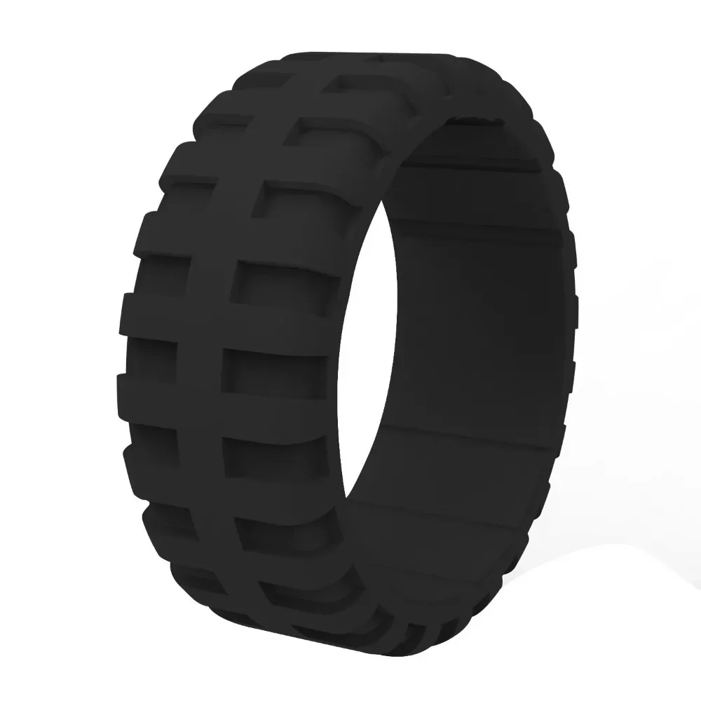 Men\'S Breathable Silicone Ring with Tire Pattern - Casual Style, Single Piece