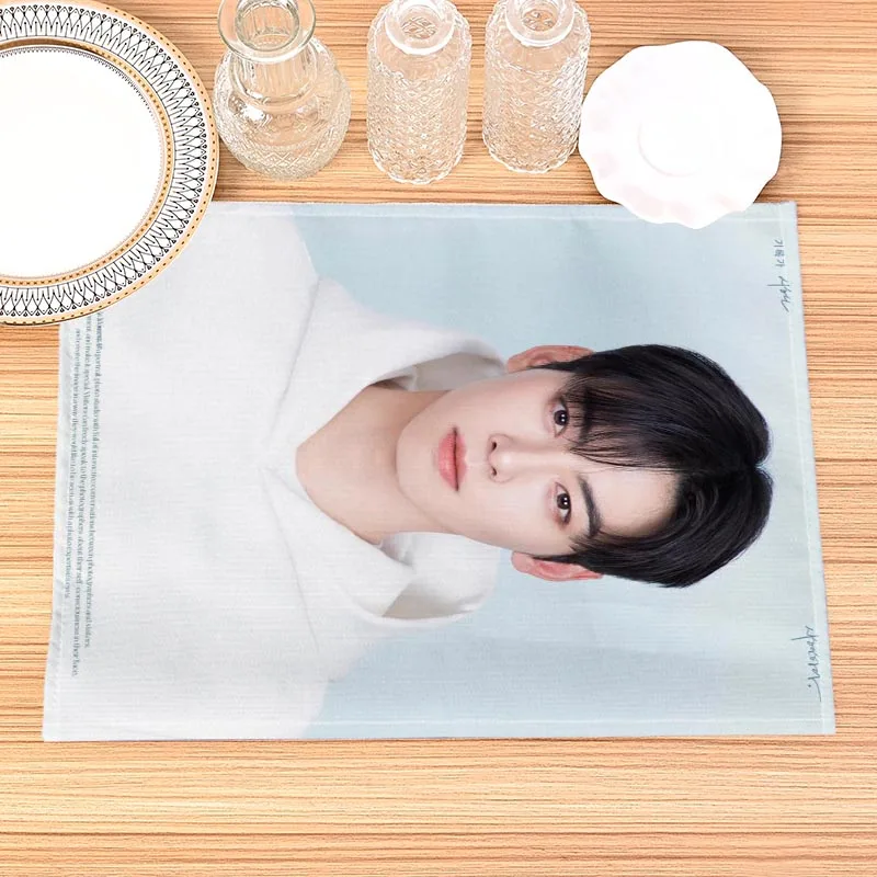 KPOP Cha Eun Woo Mat Printed Kitchen Tableware Cup Bottle Placemat For Dinner Table Pad Accessories 0414