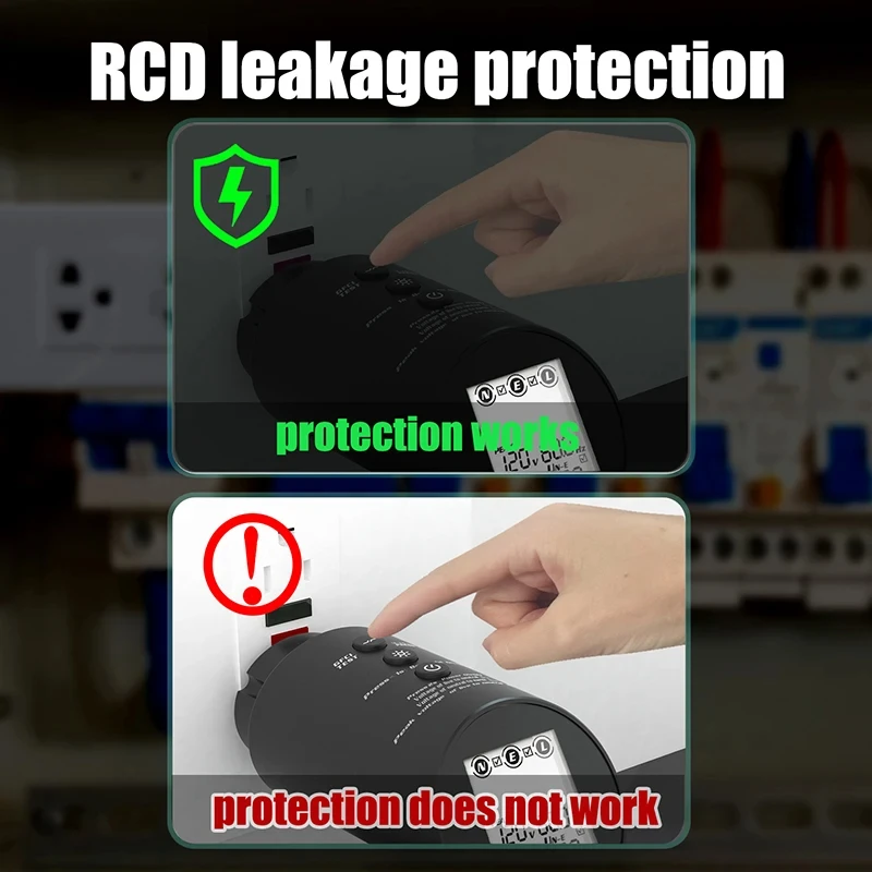 Professional Circuit Analyzer Socket Tester EU/US/UK Plug Outlet Checker Wiring Cable Status Check GFCI/RCD Meter with Backlight