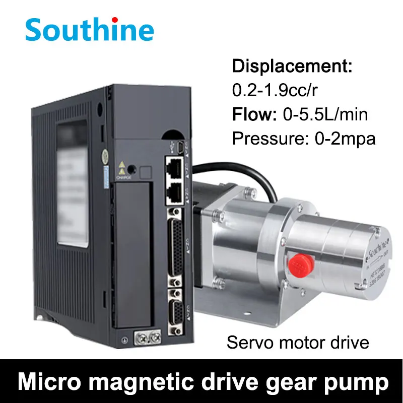 Magnetic Drive Gear Pump With Servo Motor / 0~20bar Pressure / 0ml~5000ml/min Flow Range / 0.3cp~10000cp Viscosity Range