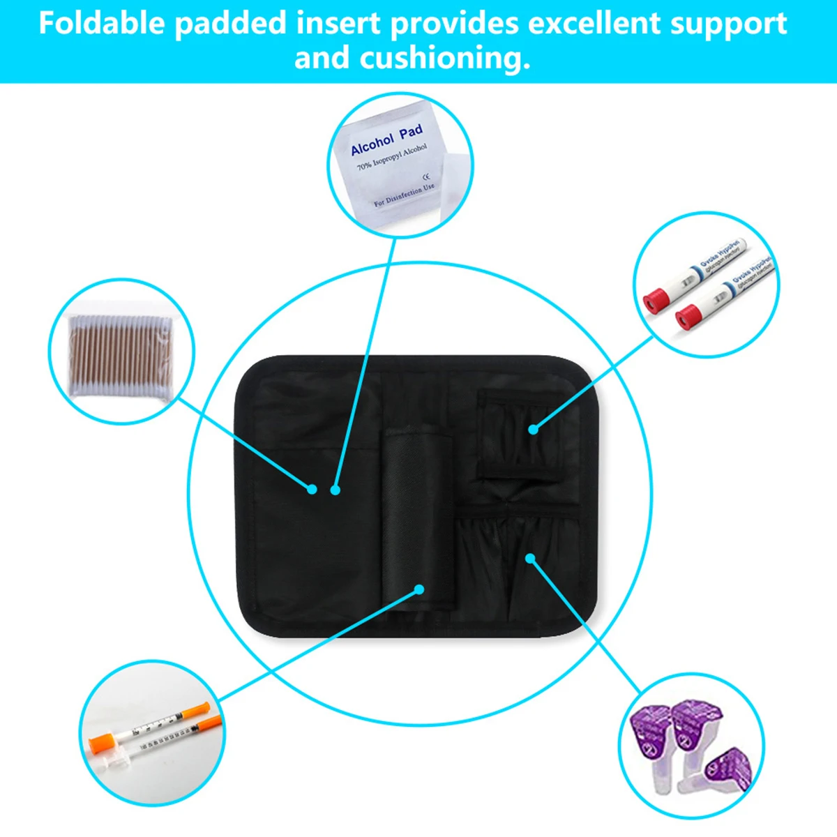 Insulin Case Bag Portable Protector Insulin Cooling Pocket Diabetic Travel Case Insulated Diabetic Organizer with Handle